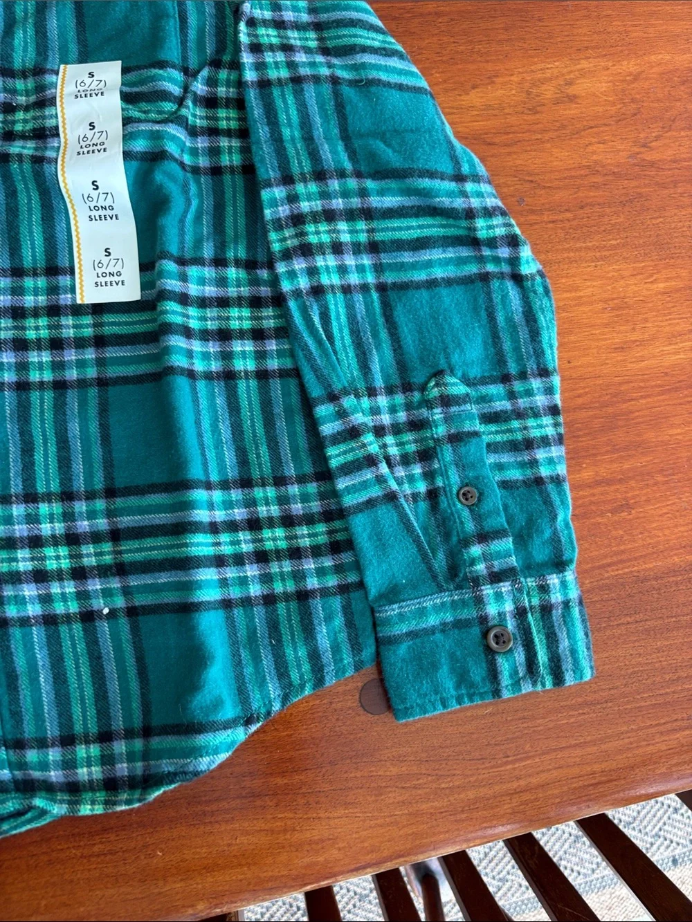 Cat & Jack Teal and Black Plaid Button-Down Shirt for Kids. Flannel